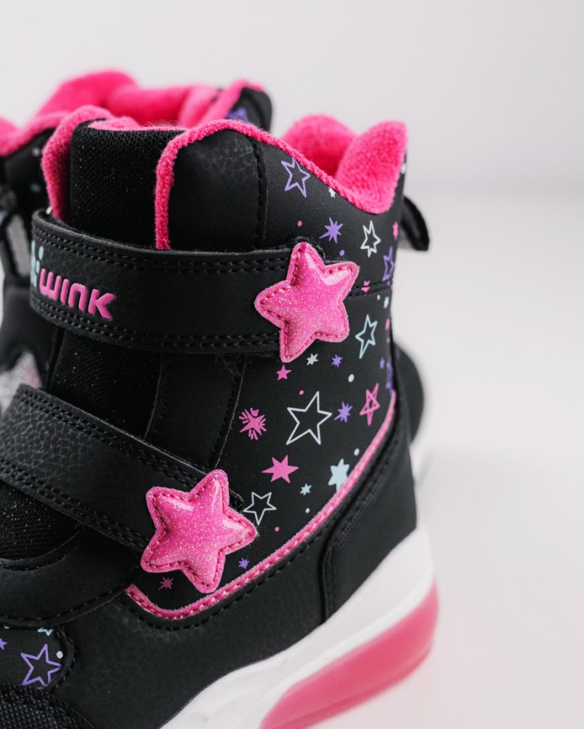 Wink - Mimas black LED lights kids boots