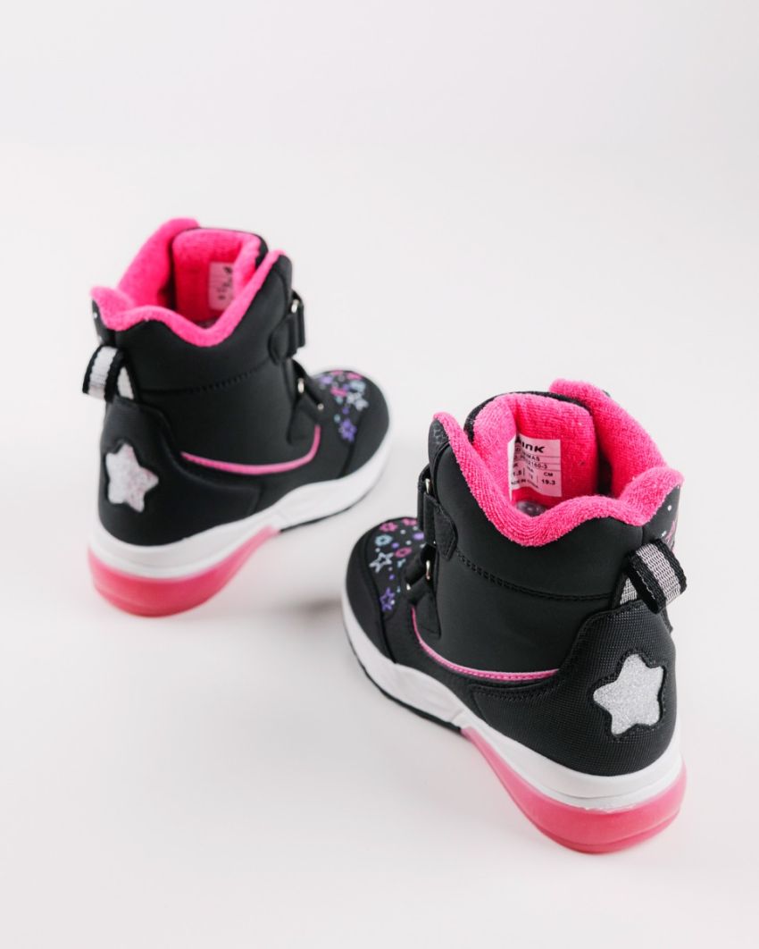 Wink - Mimas black LED lights kids boots